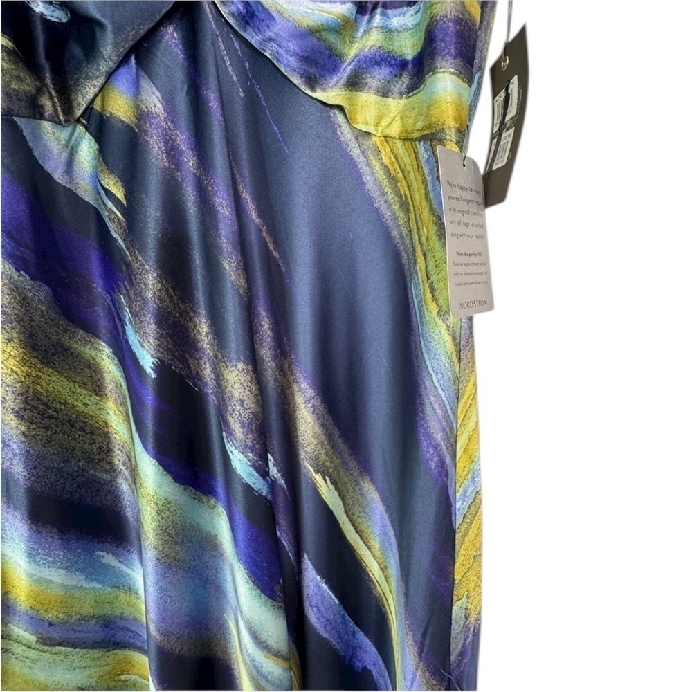 NWT Vince Camuto Abstract Print Knot Front Satin Halter Gown in Multi Size 8 - Picture 9 of 14